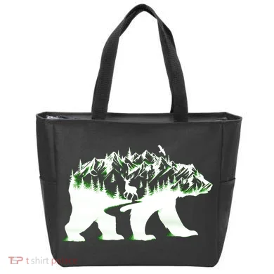 Bear Forest Deer Wilderness Mountains Tote Bag