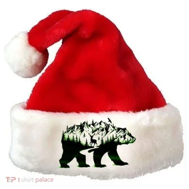 Bear Forest Deer Wilderness Mountains Santa Hat