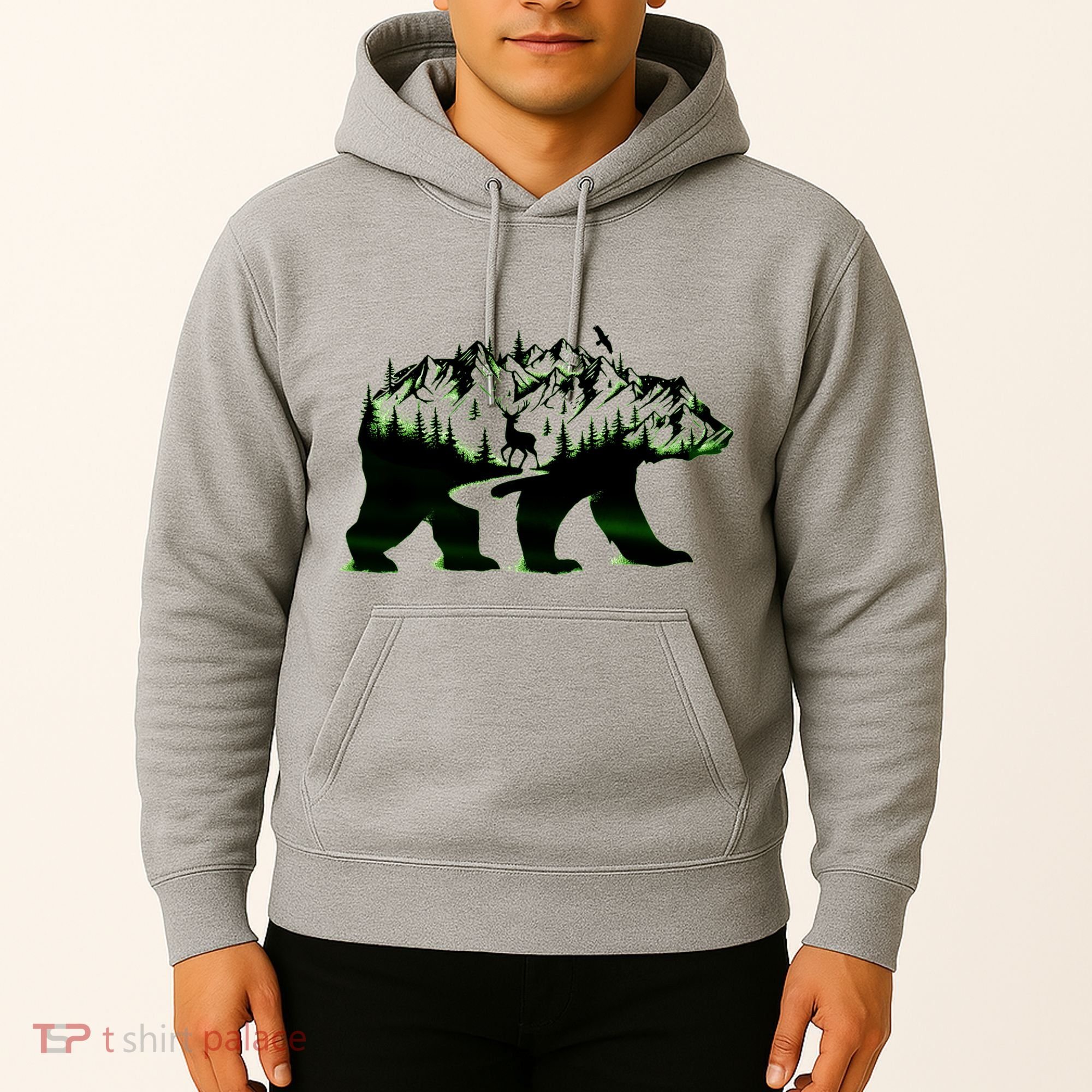 Bear Forest Deer Wilderness Mountains Hoodie