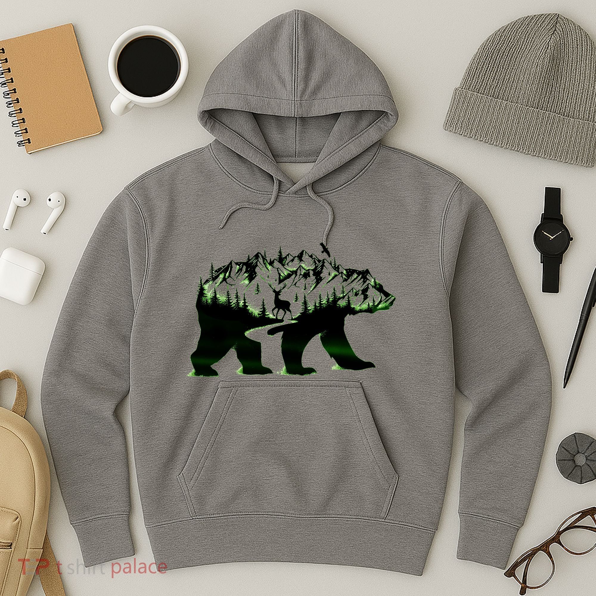 Bear Forest Deer Wilderness Mountains Hoodie