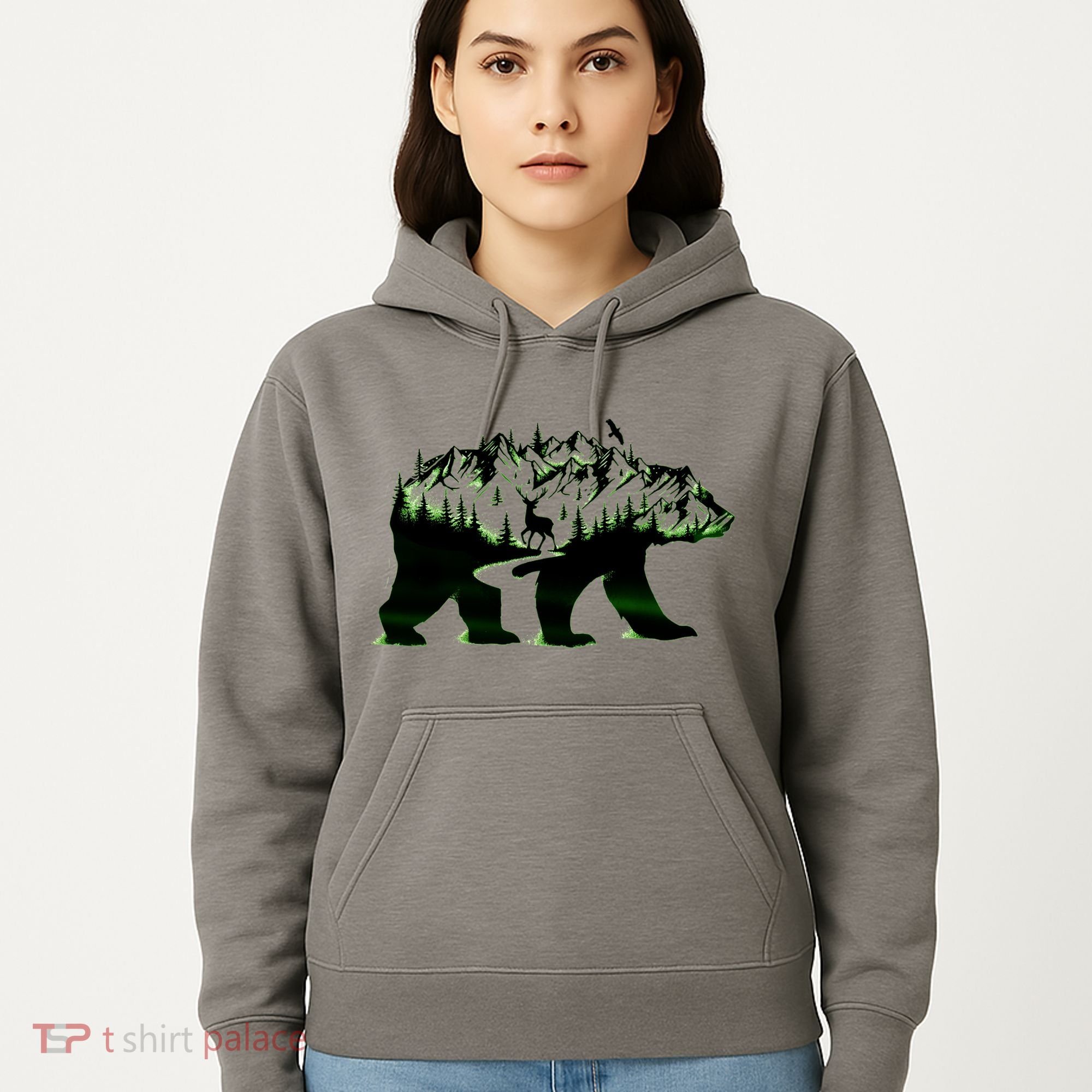 Bear Forest Deer Wilderness Mountains Hoodie