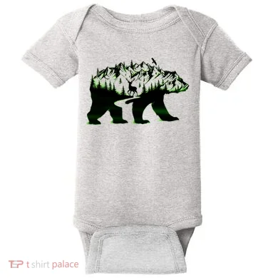 Bear Forest Deer Wilderness Mountains Baby Bodysuit