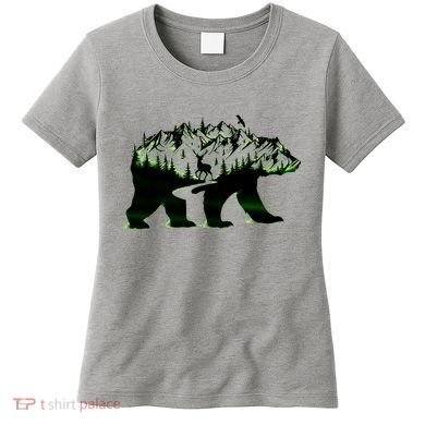 Bear Forest Deer Wilderness Mountains Women's T-Shirt