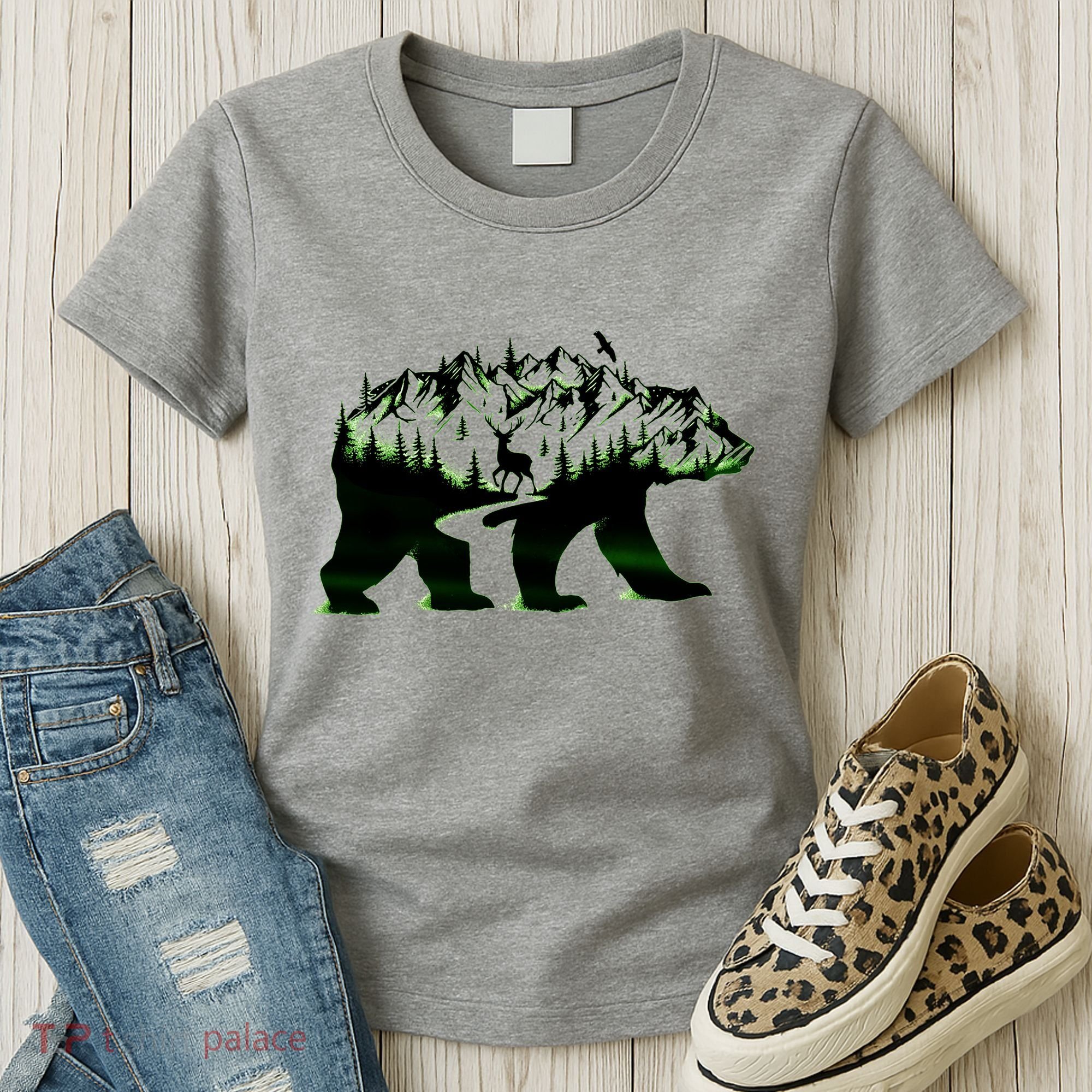 Bear Forest Deer Wilderness Mountains Women's T-Shirt