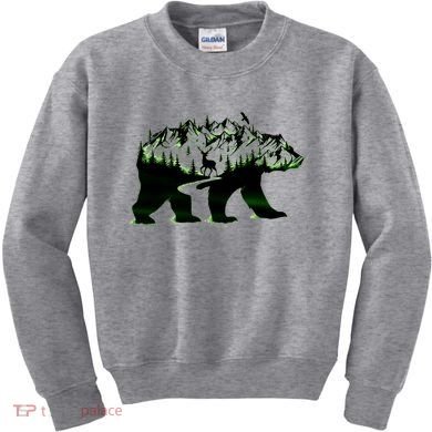 Bear Forest Deer Wilderness Mountains Kids Sweatshirt