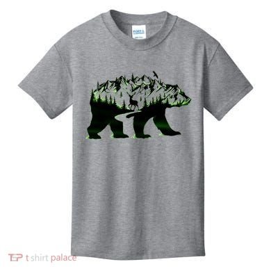 Bear Forest Deer Wilderness Mountains Kids T-Shirt