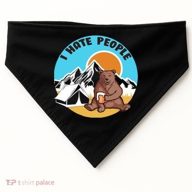 Bear Funny Camping I Hate People USA-Made Doggie Bandana