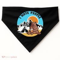 Bear Funny Camping I Hate People USA-Made Doggie Bandana thumb 0