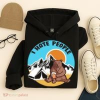Bear Funny Camping I Hate People Hoodie thumb 4
