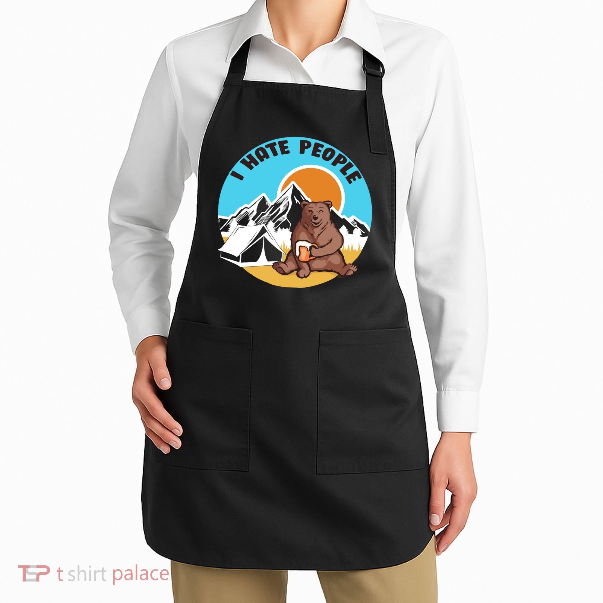 Bear Funny Camping I Hate People Apron