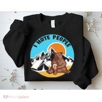 Bear Funny Camping I Hate People Sweatshirt thumb 2