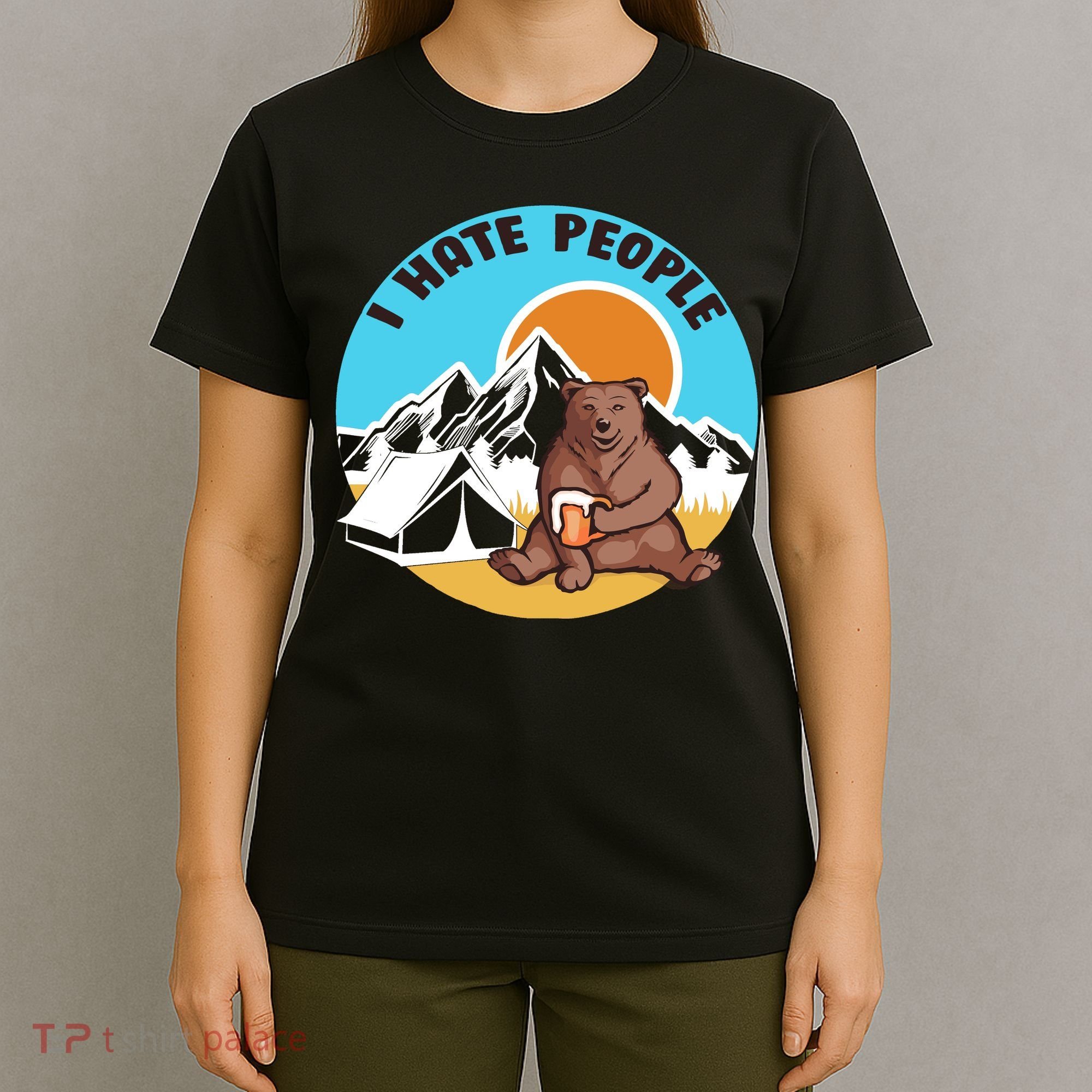 Bear Funny Camping I Hate People T-Shirt