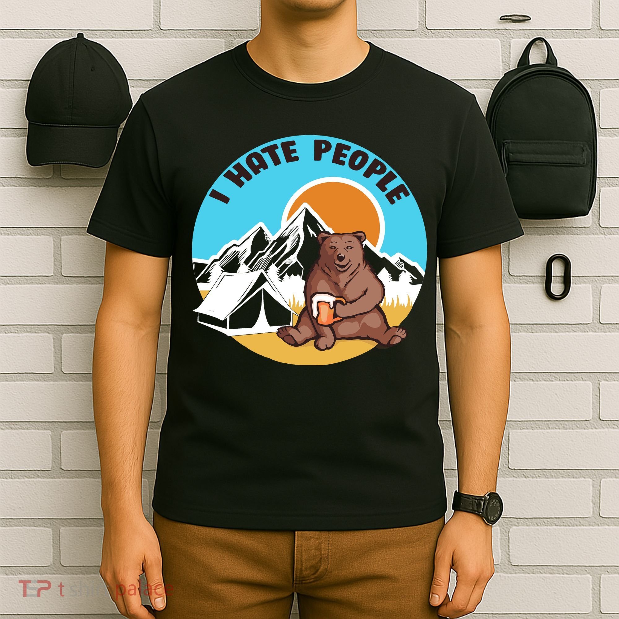 Bear Funny Camping I Hate People T-Shirt