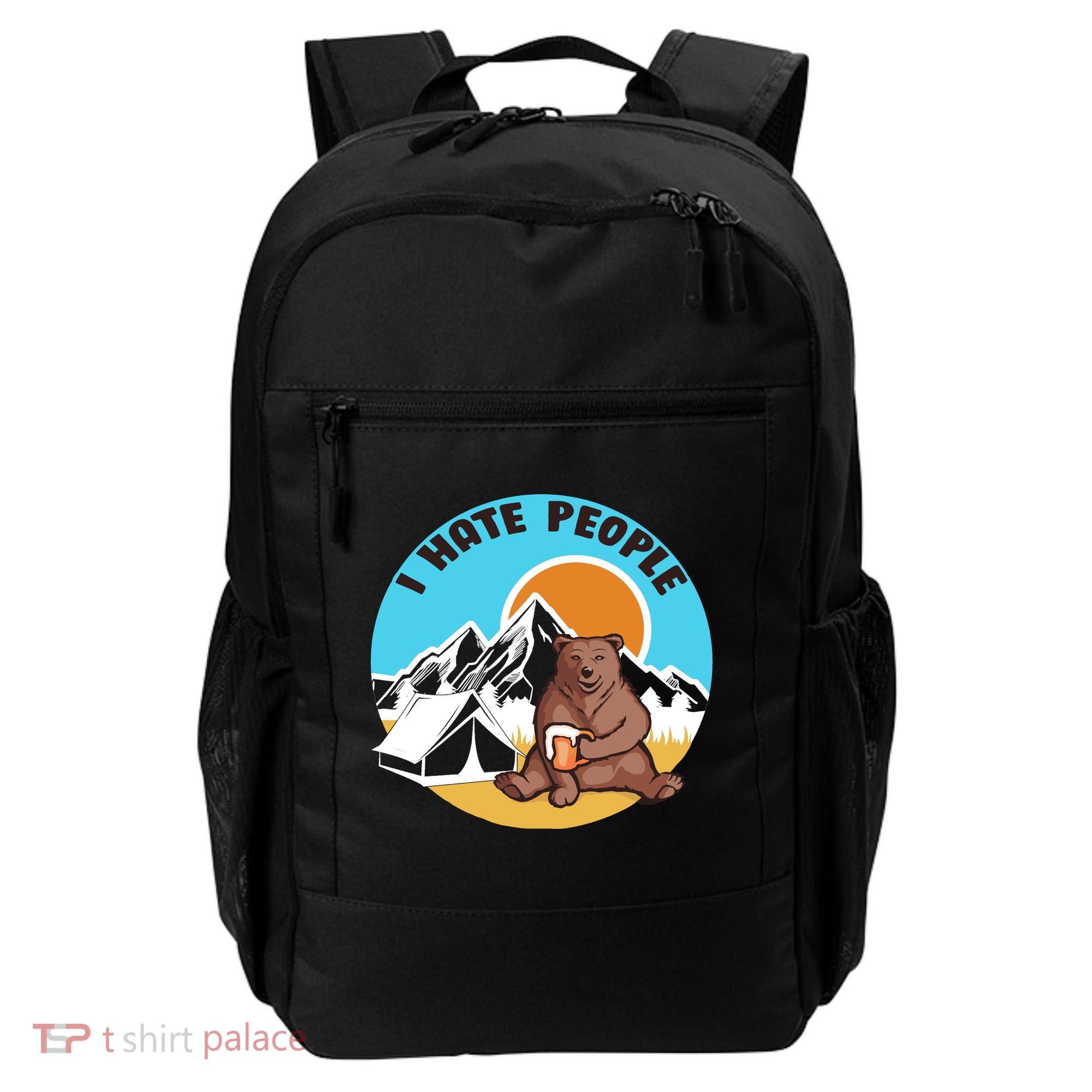 Bear Funny Camping I Hate People Backpack