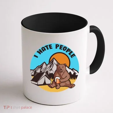 Bear Funny Camping I Hate People Coffee Mug back