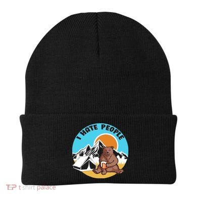 Bear Funny Camping I Hate People Beanie