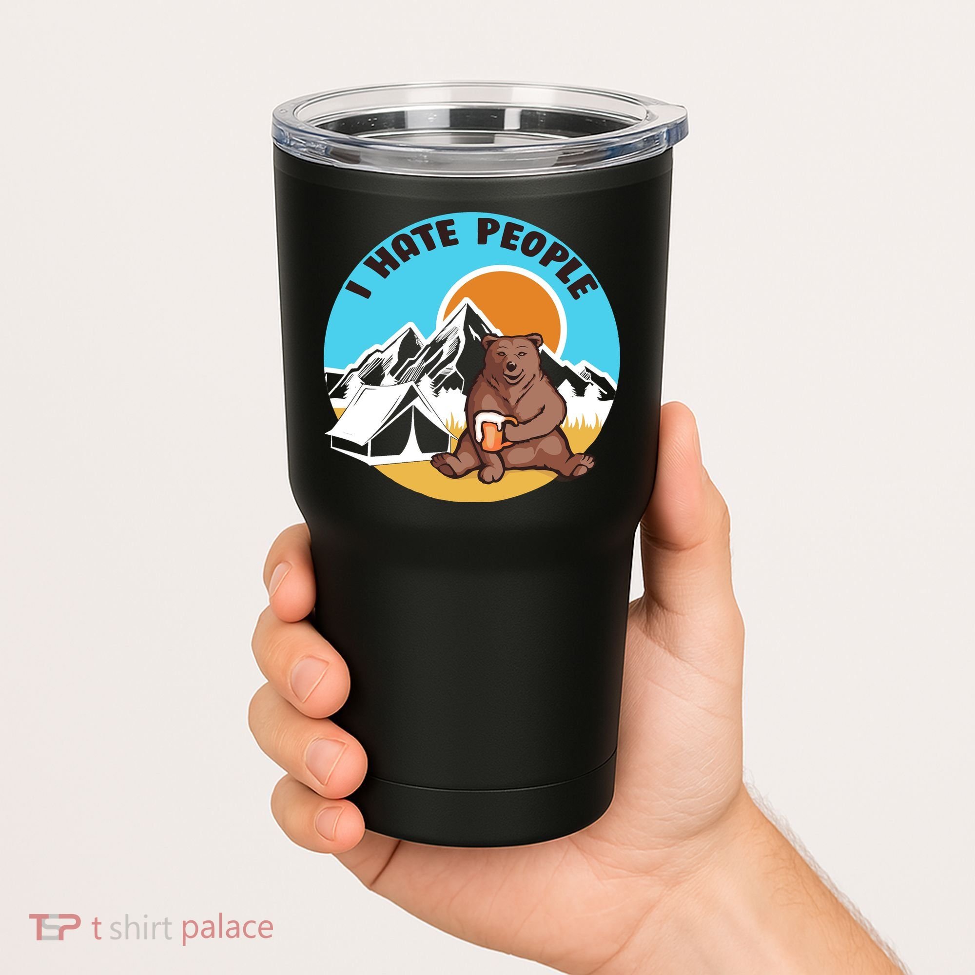 Bear Funny Camping I Hate People Tumbler