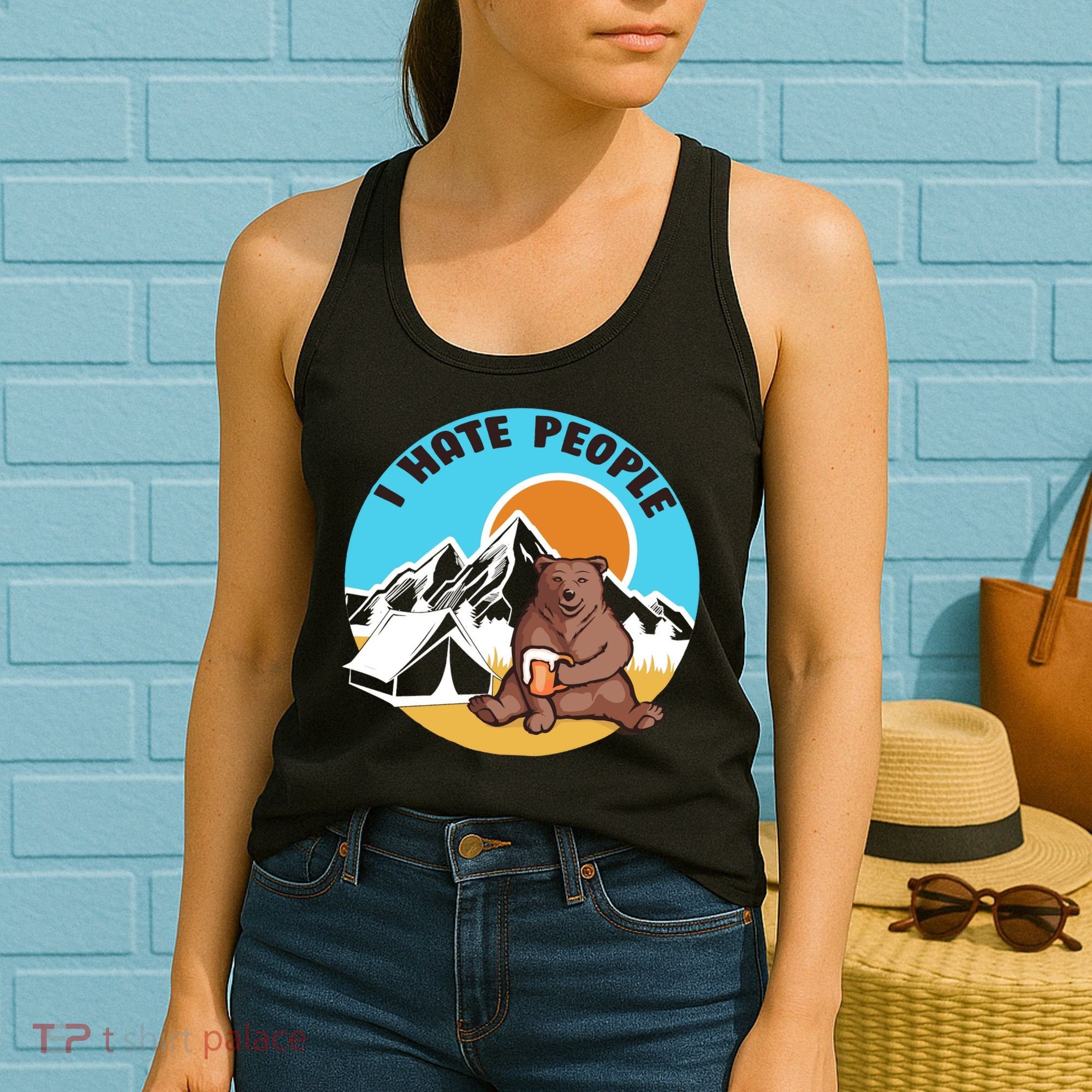 Bear Funny Camping I Hate People Women's Tank Top