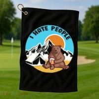 Bear Funny Camping I Hate People Golf Towel thumb 1