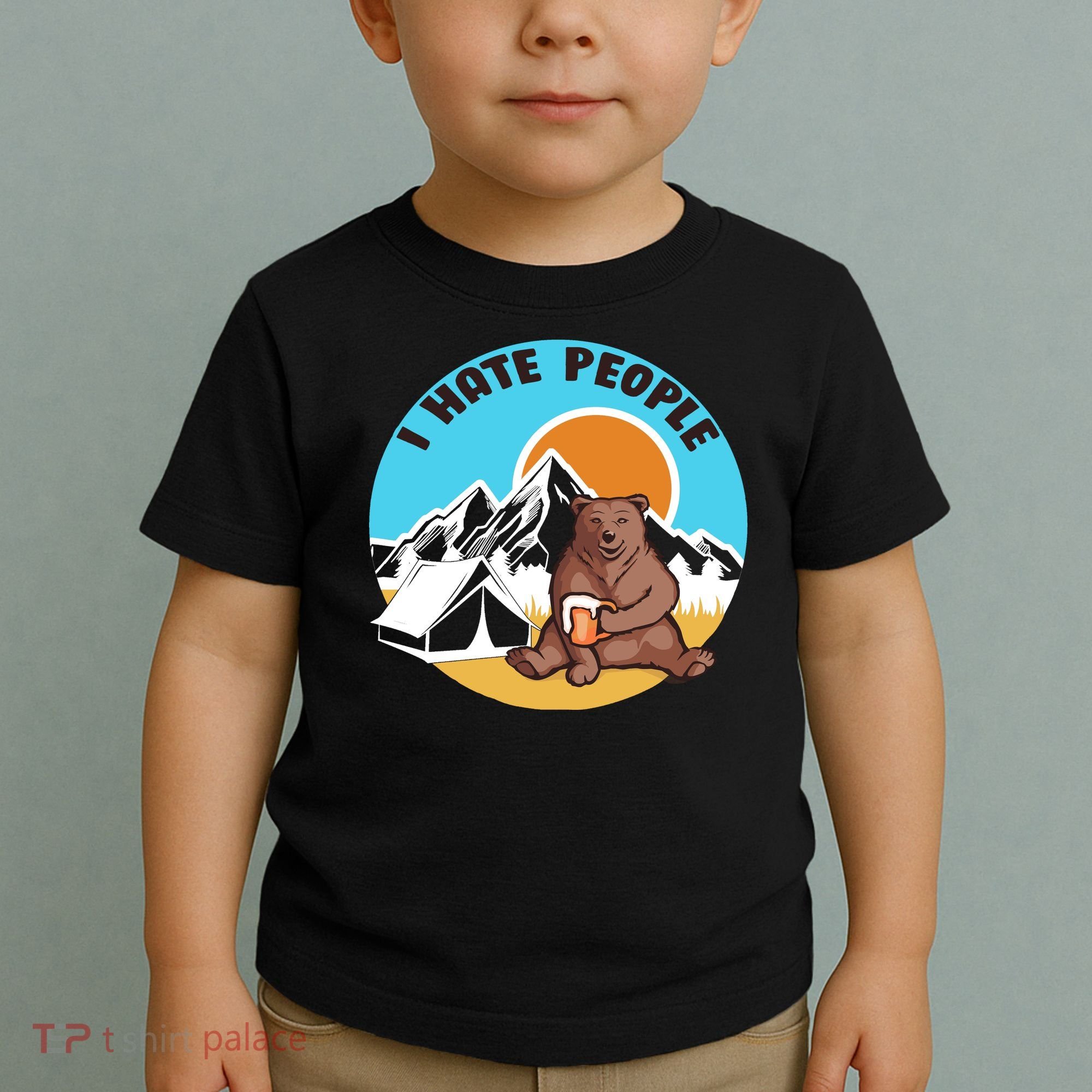 Bear Funny Camping I Hate People Toddler T-Shirt