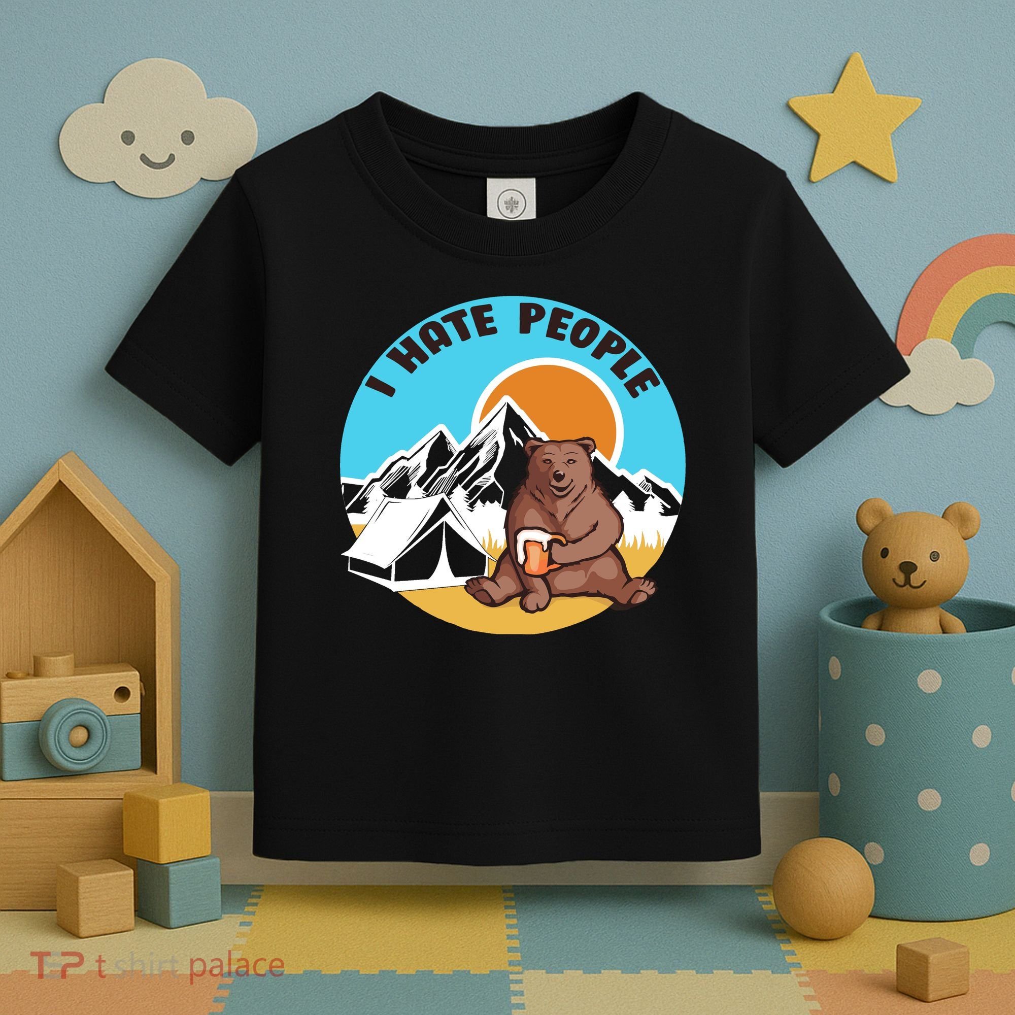 Bear Funny Camping I Hate People Toddler T-Shirt