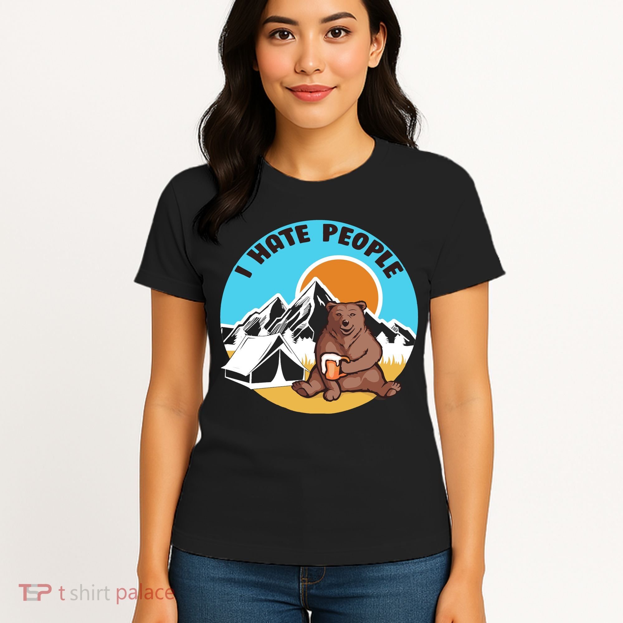 Bear Funny Camping I Hate People Women's T-Shirt