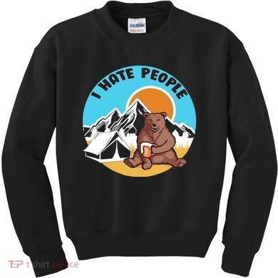 Bear Funny Camping I Hate People Kids Sweatshirt