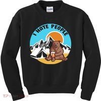 Bear Funny Camping I Hate People Kids Sweatshirt thumb 0