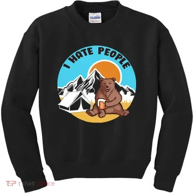 Bear Funny Camping I Hate People Kids Sweatshirt
