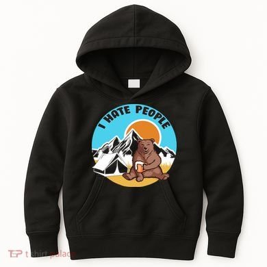 Bear Funny Camping I Hate People Kids Hoodie