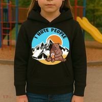 Bear Funny Camping I Hate People Kids Hoodie thumb 3
