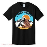 Bear Funny Camping I Hate People Kids T-Shirt thumb 0