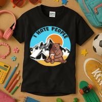 Bear Funny Camping I Hate People Kids T-Shirt thumb 3