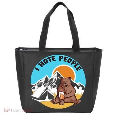 Bear Funny Camping I Hate People Tote Bag
