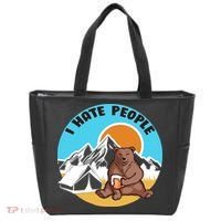 Bear Funny Camping I Hate People Tote Bag thumb 0