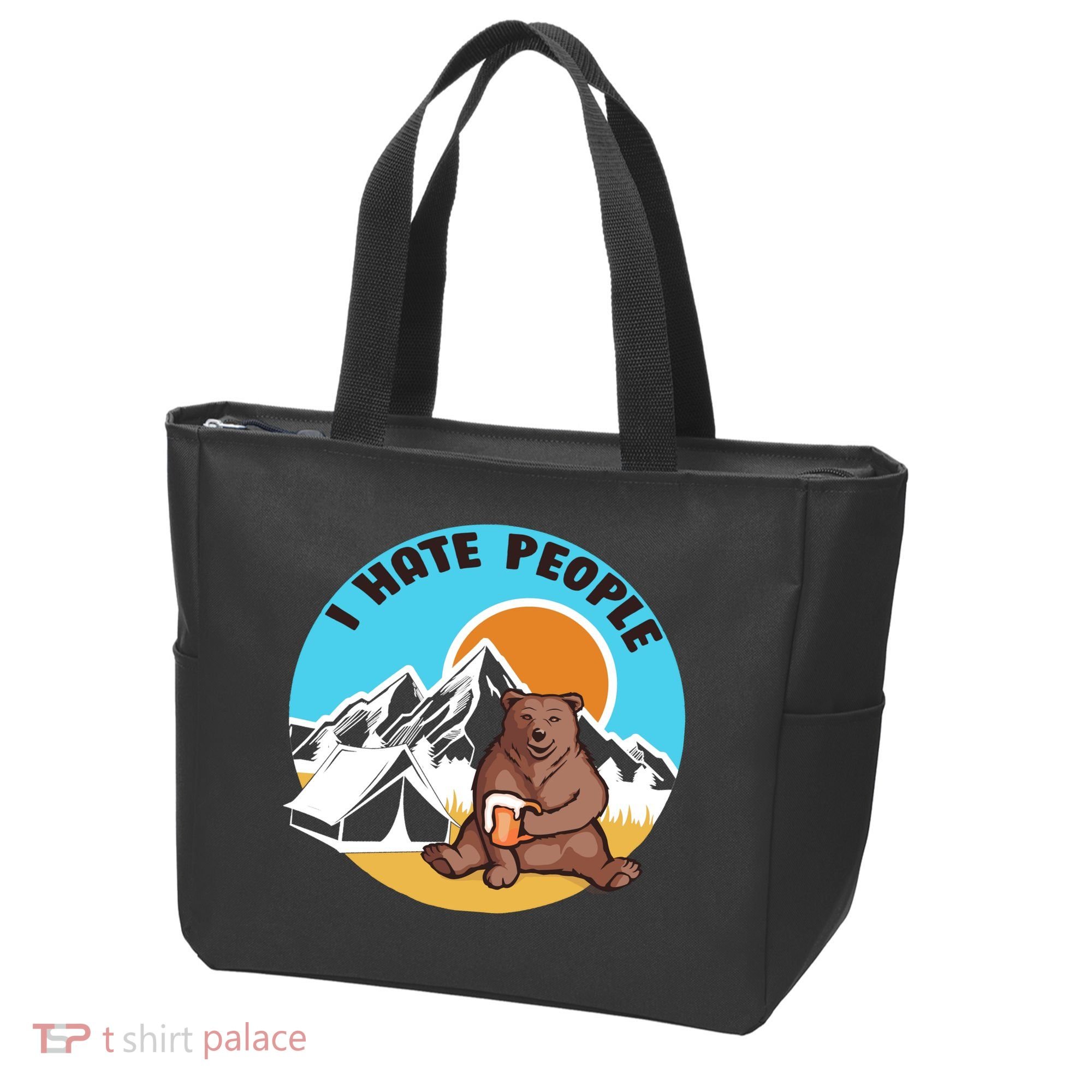 Bear Funny Camping I Hate People Tote Bag