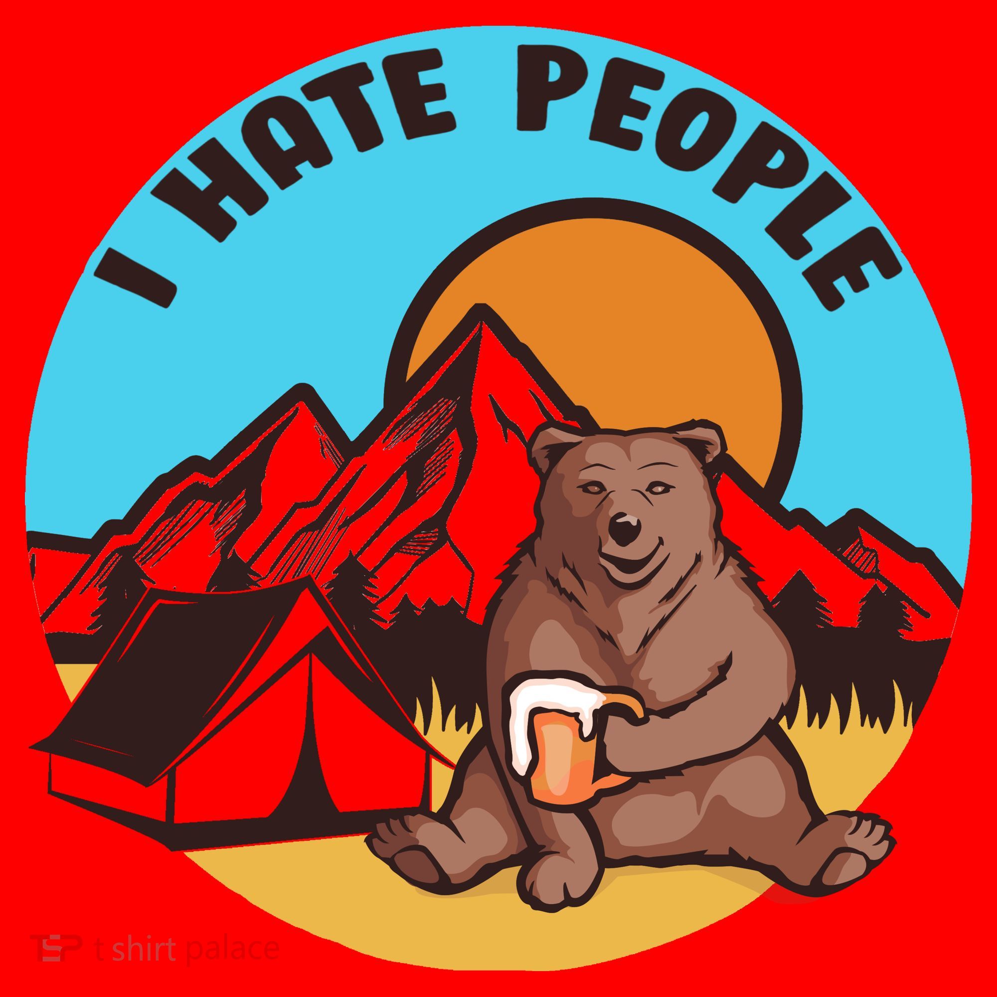 Bear Funny Camping I Hate People Santa Hat
