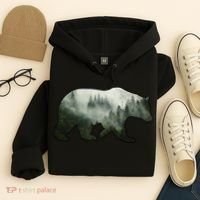 Bear Misty Forest Wilderness Hoodie thumb 4
