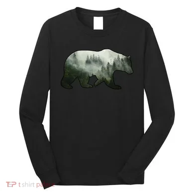 Bear Misty Forest Wilderness Long Sleeve Shirt