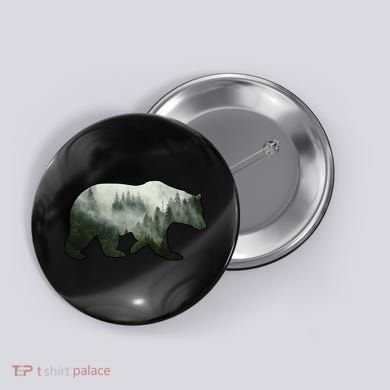 Bear Misty Forest Wilderness Button