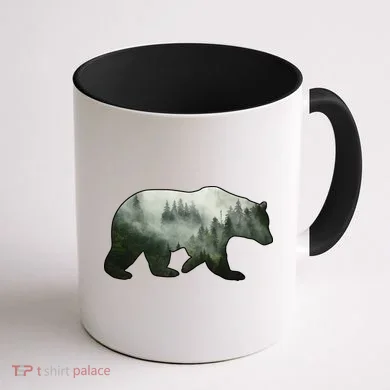 Bear Misty Forest Wilderness Coffee Mug back