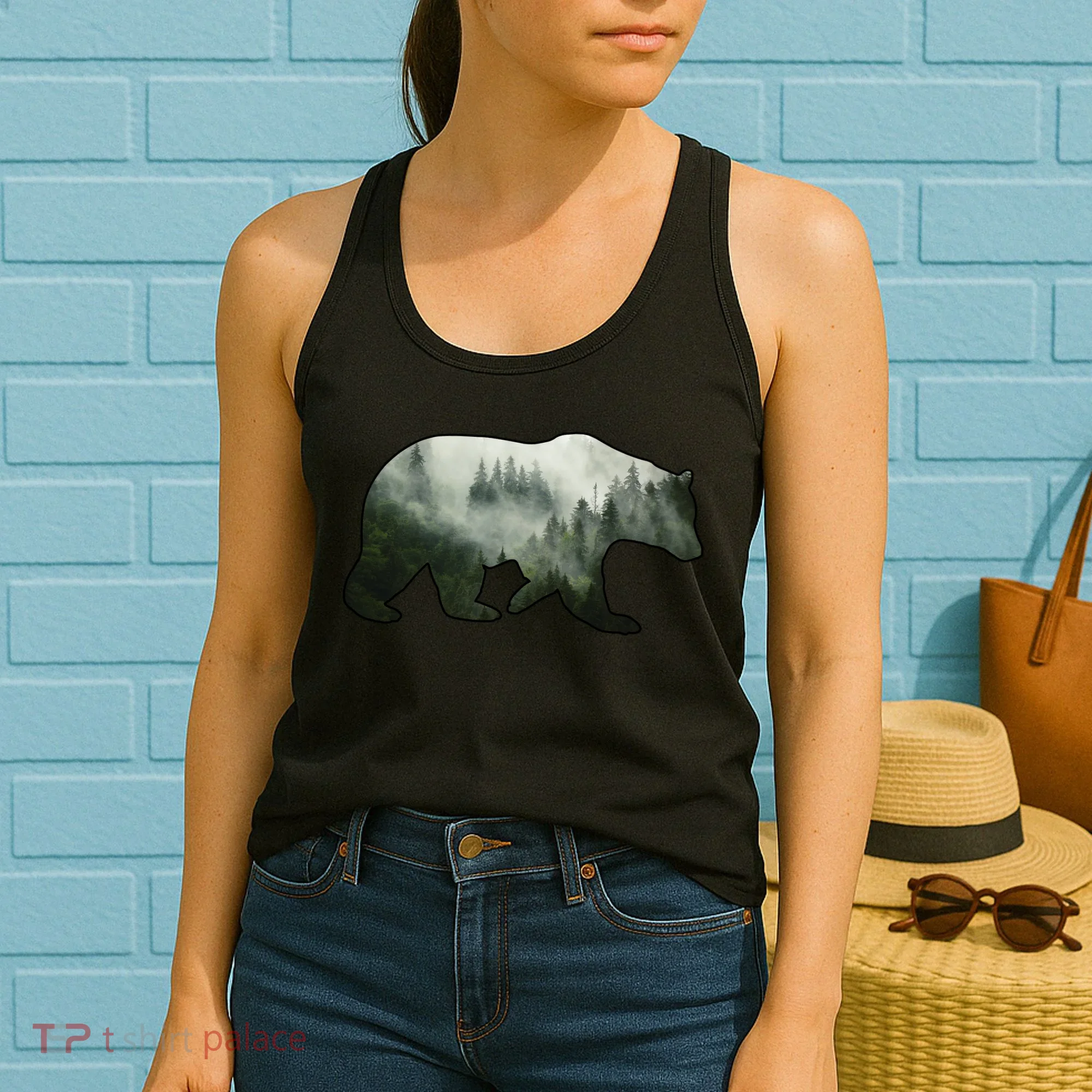 Bear Misty Forest Wilderness Women's Tank Top