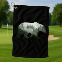 Bear Misty Forest Wilderness Golf Towel thumb 1