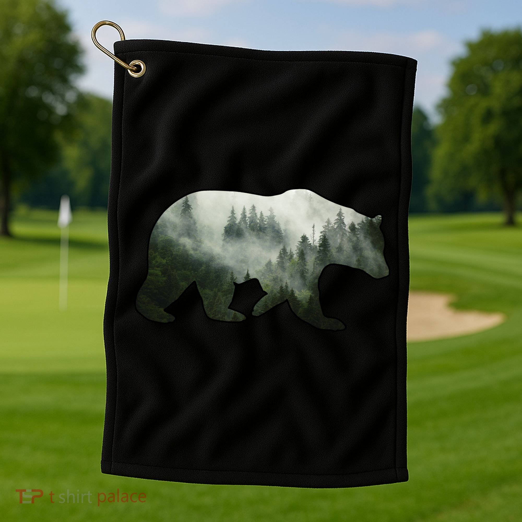 Bear Misty Forest Wilderness Golf Towel
