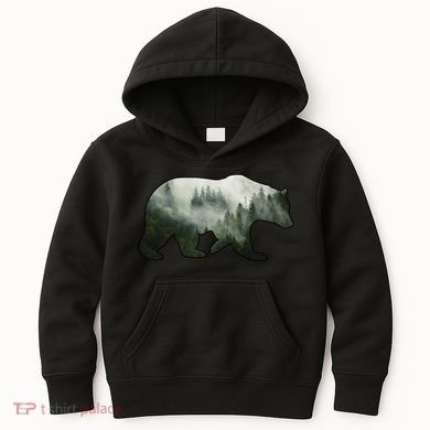Bear Misty Forest Wilderness Kids Hoodie