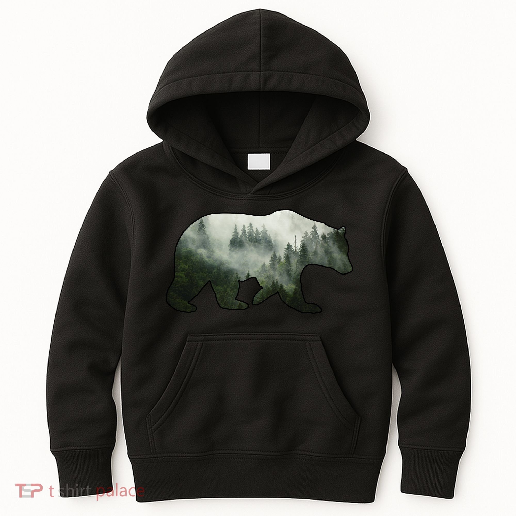 Bear Misty Forest Wilderness Kids Hoodie