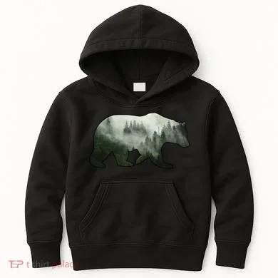 Bear Misty Forest Wilderness Kids Hoodie