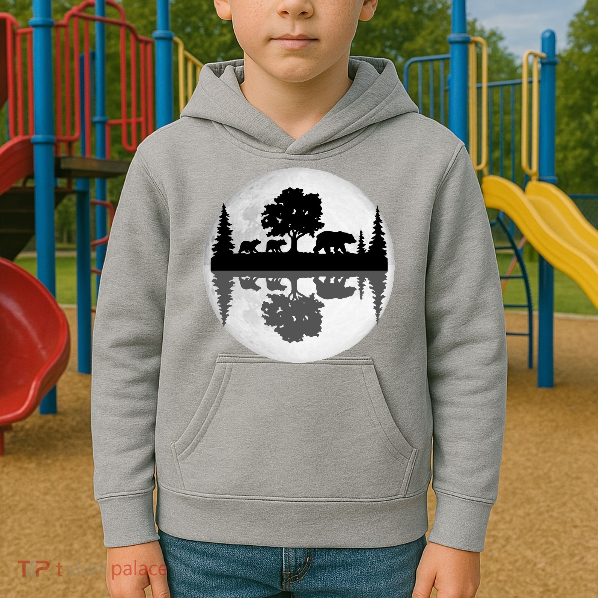 Bear Moon Wilderness Kids Hoodie