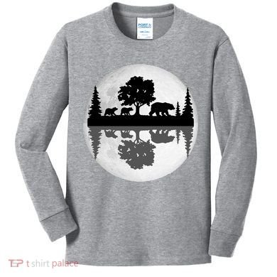 Bear Moon Wilderness Kids Long Sleeve Shirt