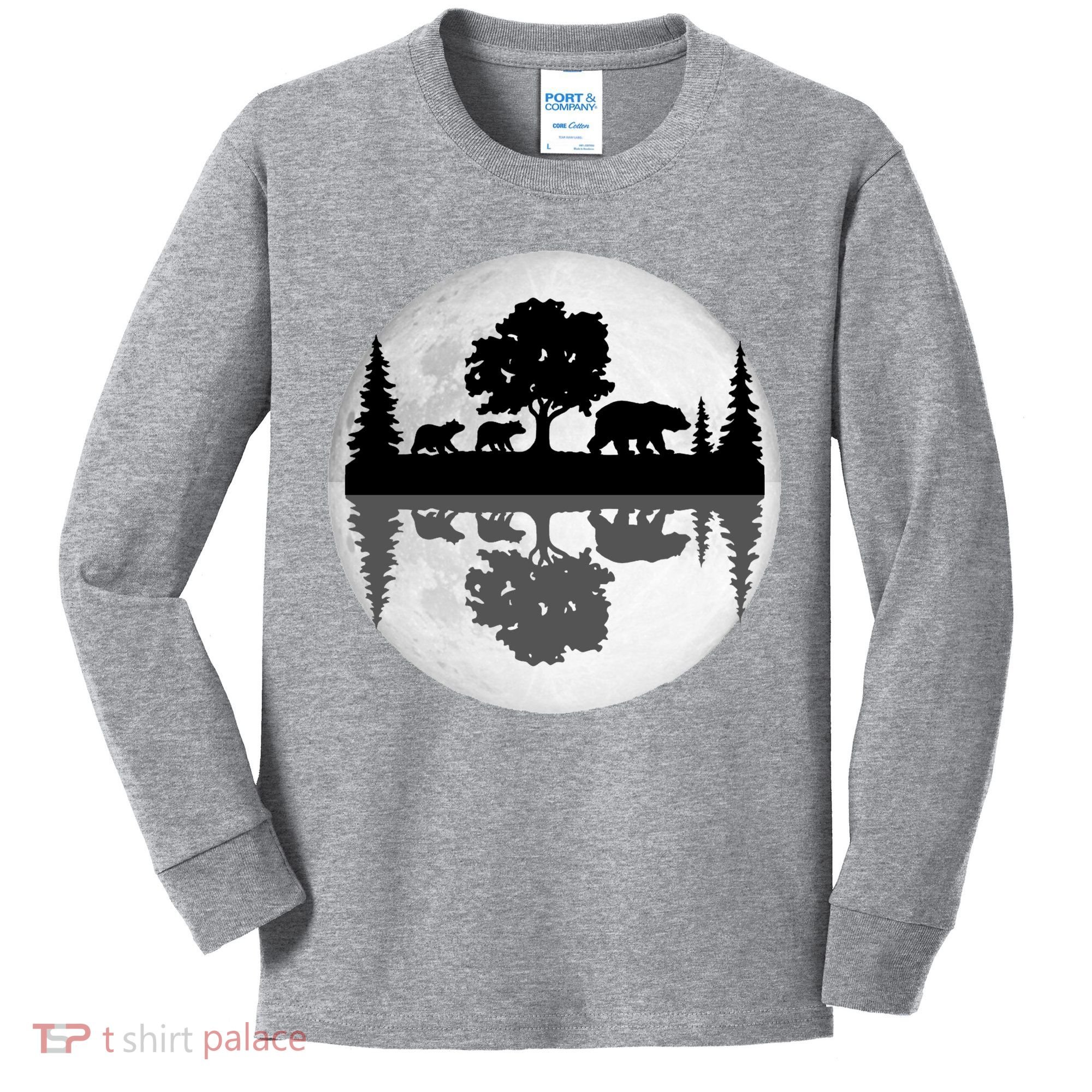 Bear Moon Wilderness Kids Long Sleeve Shirt